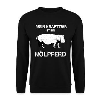 Krafttier Nölpferd Nörgel Design für Pessimist - Unisex Pullover - Schwarz - Vorne - Alina (178cm) & Michal (187cm)