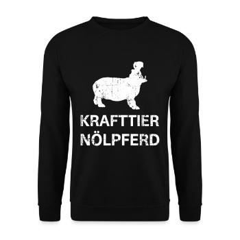 Krafttier Nölpferd Nörgel Design für Pessimist - Unisex Pullover - Schwarz - Vorne - Alina (178cm) & Michal (187cm)