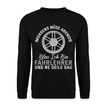 Lustig Fahrlehrer Geschenk Führerschein Spruch - Unisex Pullover - Schwarz - Vorne - Alina (178cm) & Michal (187cm)