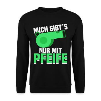 Lustig Schiedsrichter Schiri Fußball Geschenk - Unisex Pullover - Schwarz - Vorne - Alina (178cm) & Michal (187cm)