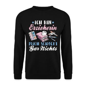 Lustiges Erzieherin Kinder Kindergarten Geschenk - Unisex Pullover - Schwarz - Vorne - Alina (178cm) & Michal (187cm)