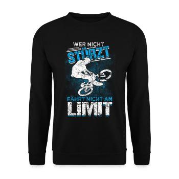 Mountainbike Downhill Fahrrad Berg Sport Geschenk - Unisex Pullover - Schwarz - Vorne - Alina (178cm) & Michal (187cm)