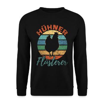 Hühner Flüsterer Huhn Lustig Hühnerstall Geschenk - Unisex Pullover - Schwarz - Vorne - Alina (178cm) & Michal (187cm)
