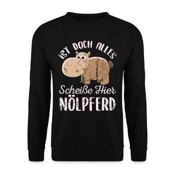 Nölpferd Nilpferd Wortspiel Witz Geek Geschenk - Unisex Pullover - Schwarz - Vorne - Alina (178cm) & Michal (187cm)