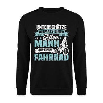 Fahrrad Mountainbike Alten Mann Opa Geschenk Geek - Unisex Pullover - Schwarz - Vorne - Alina (178cm) & Michal (187cm)
