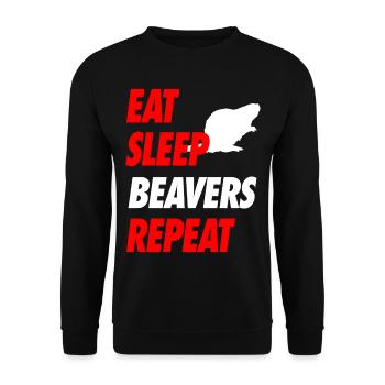 EAT SLEEP BEAVERS REPEAT T Shirt - Unisex Sweatshirt - black - Front - Alina (178cm) & Michal (187cm)