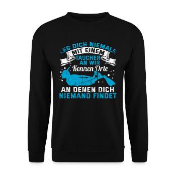Lustig Tauchen Scuba Diving Taucher Geschenk Geek - Unisex Pullover - Schwarz - Vorne - Alina (178cm) & Michal (187cm)
