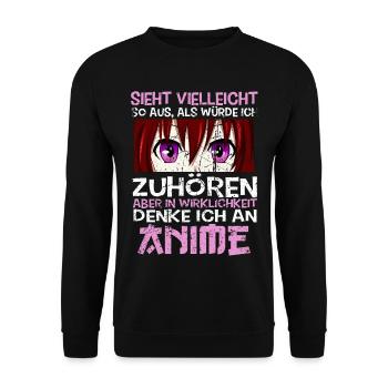 Anime Lustig Manga Geek Kawaii Süß Otaku Geschenk - Unisex Pullover - Schwarz - Vorne - Alina (178cm) & Michal (187cm)