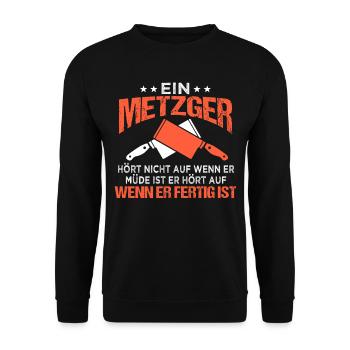 Lustig Metzger Spruch Beil Fleischer Geschenk - Unisex Pullover - Schwarz - Vorne - Alina (178cm) & Michal (187cm)