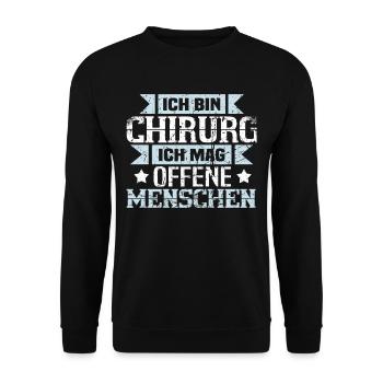 Lustig Chirurg Ich mag offene Menschen Geschenk - Unisex Pullover - Schwarz - Vorne - Alina (178cm) & Michal (187cm)