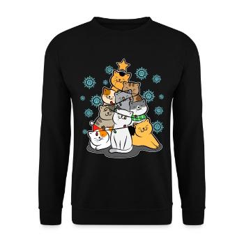 Funny Christmas Tree Cats Love Cute Gift - Unisex Sweatshirt - black - Front - Alina (178cm) & Michal (187cm)