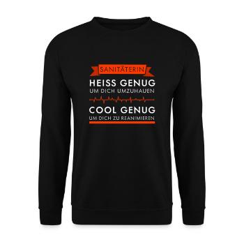 Sani Rettungssanitäter Rettungsdienst Frauen - Unisex Pullover - Schwarz - Vorne - Alina (178cm) & Michal (187cm)