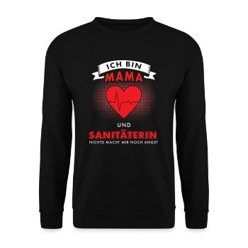 Sani Rettungsdienst Herz Mutter - Unisex Pullover - Schwarz - Vorne - Alina (178cm) & Michal (187cm)