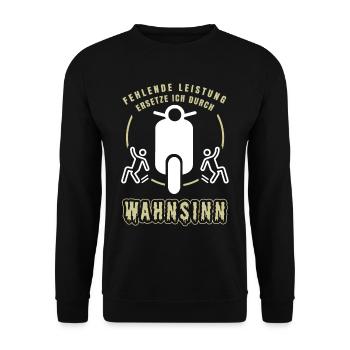 Witziger Roller Spruch Rollerfahrer Zweirad - Unisex Pullover - Schwarz - Vorne - Alina (178cm) & Michal (187cm)