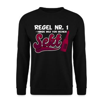 Lustig Sekt Prosecco Spruch Geschenk - Unisex Pullover - Schwarz - Vorne - Alina (178cm) & Michal (187cm)