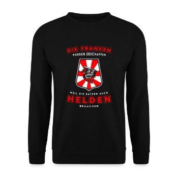 Fränkisch Fränkischer Dialekt Spruch Franke - Unisex Pullover - Schwarz - Vorne - Alina (178cm) & Michal (187cm)