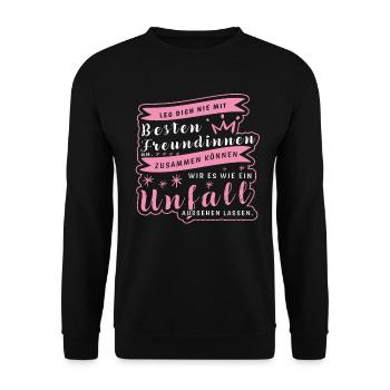 Beste Freundinnen Partnerlook für zwei Sarkasmus - Unisex Pullover - Schwarz - Vorne - Alina (178cm) & Michal (187cm)