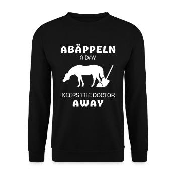 Pferdespruch Pferd Reiten Abäppeln Stall Reiten - Unisex Pullover - Schwarz - Vorne - Alina (178cm) & Michal (187cm)