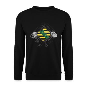 Armoiries de Saxe pour la fière Allemagne de l'Est de Saxe - Sweat-shirt Unisexe - noir - Devant - Alina (178cm) & Michal (187cm)