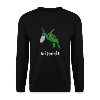 Philosoph Aristoteles Schildkröte Philosophie - Unisex Pullover - Schwarz - Vorne - Alina (178cm) & Michal (187cm)