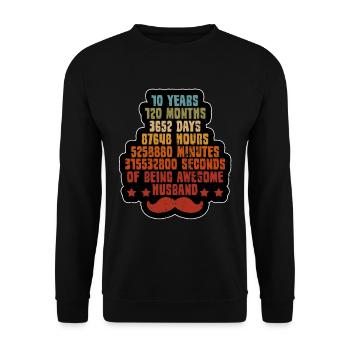 Lustig 10 Jahre Hochzeitstag Spruch Retro Geschenk - Unisex Pullover - Schwarz - Vorne - Alina (178cm) & Michal (187cm)