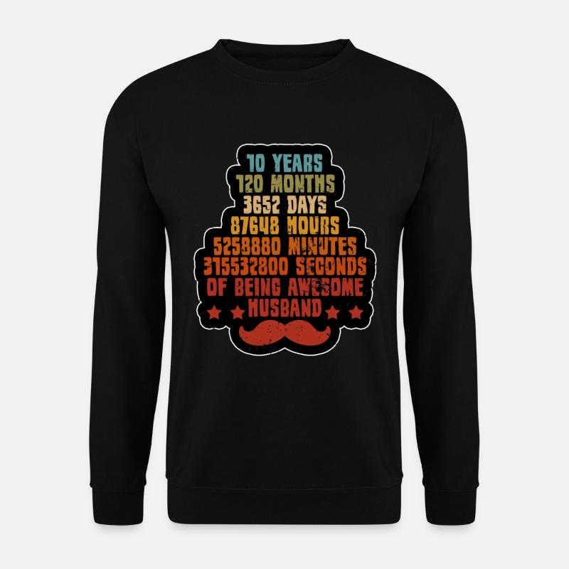 Lustig 10 Jahre Hochzeitstag Spruch Retro Geschenk - Unisex Pullover - Schwarz