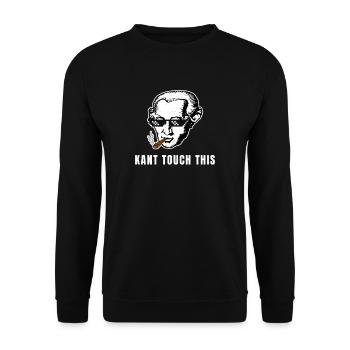 Kant touch This Immanuel Kant Philosoph Meme - Unisex Pullover - Schwarz - Vorne - Alina (178cm) & Michal (187cm)