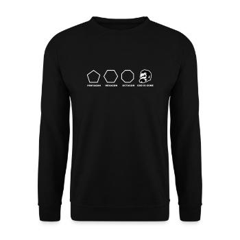 Nietzsche Gott Philosophie Meme - Unisex Pullover - Schwarz - Vorne - Alina (178cm) & Michal (187cm)