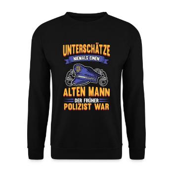 Lustig Polizei Cop Polizist Beruf Spruch Geschenk - Unisex Pullover - Schwarz - Vorne - Alina (178cm) & Michal (187cm)