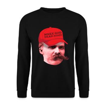 Nietzsche Philosoph Make God Dead Again - Unisex Pullover - Schwarz - Vorne - Alina (178cm) & Michal (187cm)