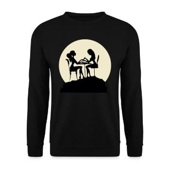 Stylish Manicurist And Moon Design - Unisex Sweatshirt - black - Front - Alina (178cm) & Michal (187cm)