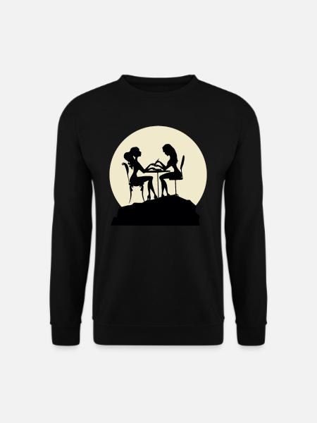 Stylish Manicurist And Moon Design - Unisex Pullover - Schwarz
