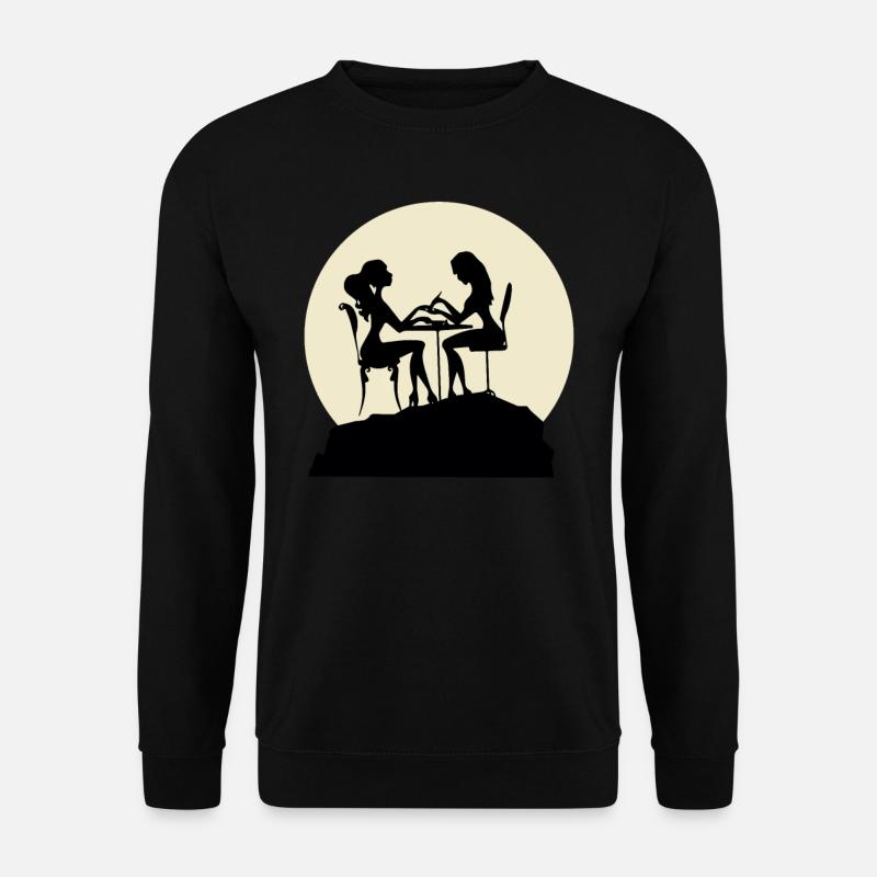 Stylish Manicurist And Moon Design - Unisex Pullover - Schwarz