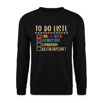 Lustig Grundschule Gymnasium Oberschule Geschenk - Unisex Pullover - Schwarz - Vorne - Alina (178cm) & Michal (187cm)