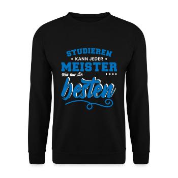 Lustig Kfz Meister Spruch Mechatroniker Geschenk - Unisex Pullover - Schwarz - Vorne - Alina (178cm) & Michal (187cm)