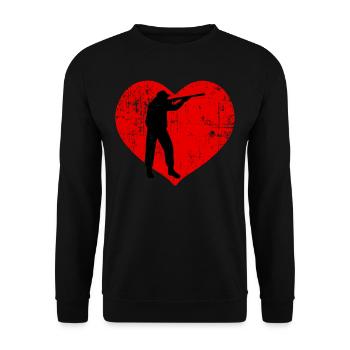 I Love Huntsmen - Unisex Pullover - Schwarz - Vorne - Alina (178cm) & Michal (187cm)