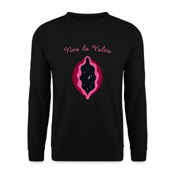 Vulva Vagina Scheide Feminismus Frau Emanzipation - Unisex Pullover - Schwarz - Vorne - Alina (178cm) & Michal (187cm)