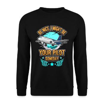 Funny airplane pilot flying saying gift - Unisex Sweatshirt - black - Front - Alina (178cm) & Michal (187cm)