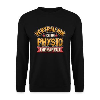 Lustig Physios Physiotherapeut Spruch Geschenk - Unisex Pullover - Schwarz - Vorne - Alina (178cm) & Michal (187cm)