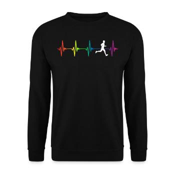 Battement de coeur arc-en-ciel de triathlon - Sweat-shirt Unisexe - noir - Devant - Alina (178cm) & Michal (187cm)