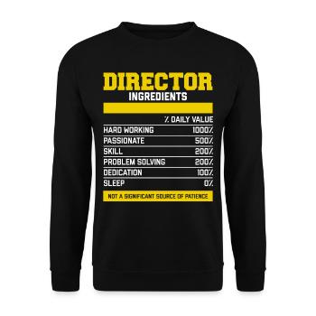 Fancy Director Ingredients T-Shirt - Unisex Sweatshirt - black - Front - Alina (178cm) & Michal (187cm)