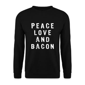 Peace Love and Bacon / Speck - Unisex Pullover - Schwarz - Vorne - Alina (178cm) & Michal (187cm)
