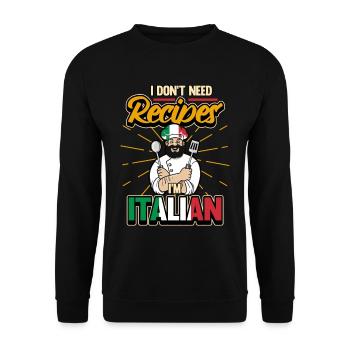 Lustig Italiener Koch Küchenchef Spruch Geschenk - Unisex Pullover - Schwarz - Vorne - Alina (178cm) & Michal (187cm)