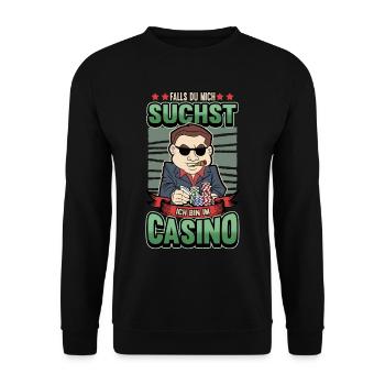Lustig Poker Casino Glücksspiel Spruch Geschenk - Unisex Pullover - Schwarz - Vorne - Alina (178cm) & Michal (187cm)