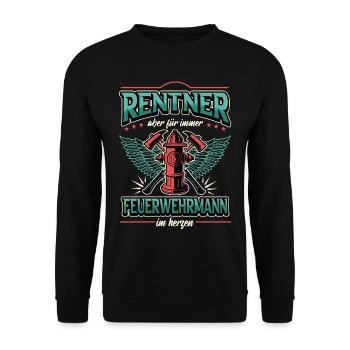 Lustig Feuerwehr Feuerwehrmann Spruch Geschenk - Unisex Pullover - Schwarz - Vorne - Alina (178cm) & Michal (187cm)