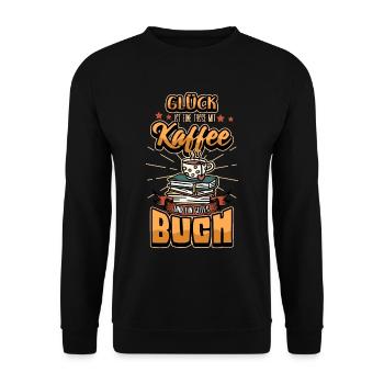 Lustig Lesen Buch Bücher Bücherei Spruch Geschenk - Unisex Pullover - Schwarz - Vorne - Alina (178cm) & Michal (187cm)