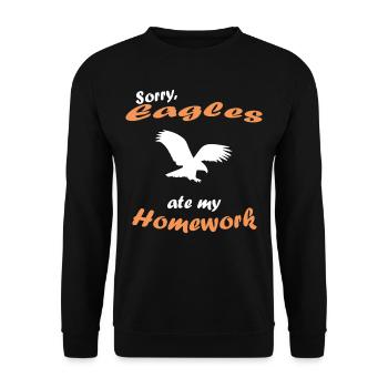 Sorry My Eagle Ate My Homework Shirt - Unisex Sweatshirt - black - Front - Alina (178cm) & Michal (187cm)