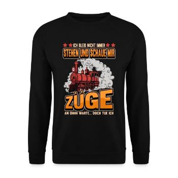 Lustig Zug Züge Bahn Lok Spruch Dampflok Geschenk - Unisex Pullover - Schwarz - Vorne - Alina (178cm) & Michal (187cm)
