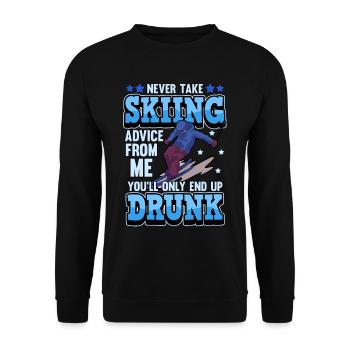 Funny ski skier mountains skiing saying gift - Unisex Sweatshirt - black - Front - Alina (178cm) & Michal (187cm)