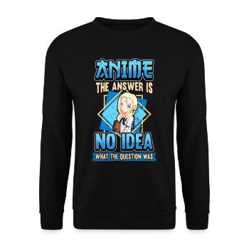 Lustig Anime Otaku Kawaii Weeb Spruch Geschenk - Unisex Pullover - Schwarz - Vorne - Alina (178cm) & Michal (187cm)
